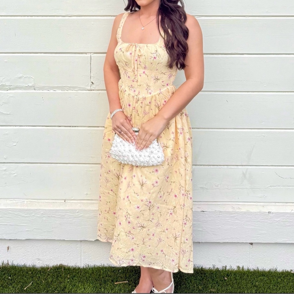 Floral Yellow Midi Dress